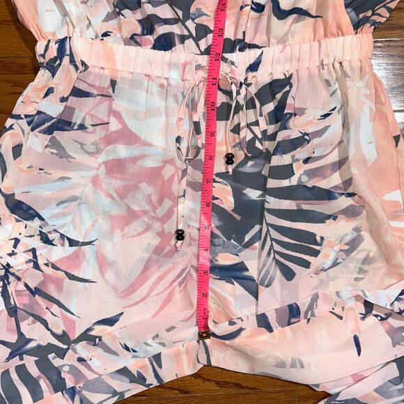NWT Apana Tropical Miami Nights Pink Orange Palm Frond Cover Up Jumpsuit Size L - Picture 13 of 14